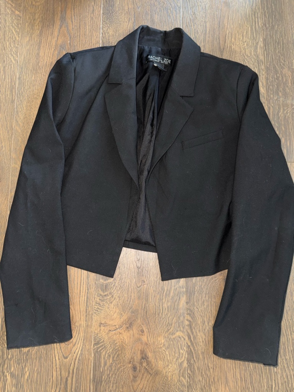 EUC Rachel Zoe Black Cropped Open-Front Blazer